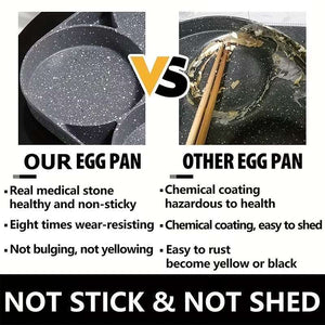 4-Hole Non-Stick Frying Pan with Wooden Handle