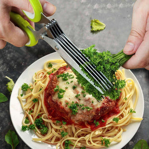 5 Layer Stainless Steel Kitchen Scissors Multi Blade Herb Vegetable Cutter