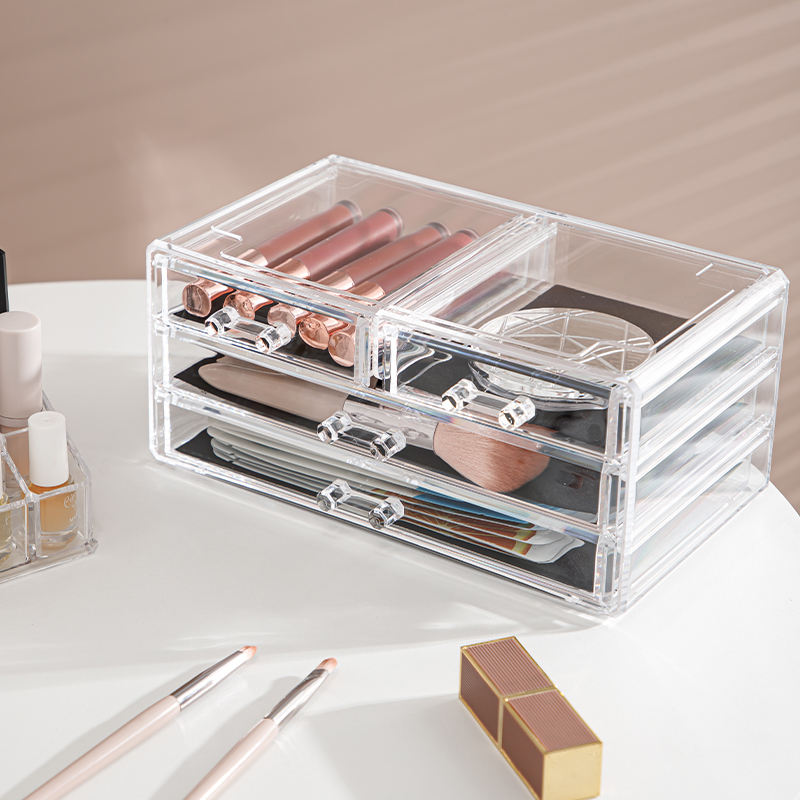 Acrylic Makeup Organizer Drawer Storage Box Multi Layer Cosmetic Organizer with Cover