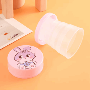 Collapsible Folding Cup 100ML Pack of 2 Portable Travel Cup with Lid Cartoon Reusable Drinking Cup