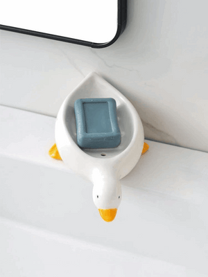 Cute Duck Shape Soap Holder Self Draining Soap Dish Bathroom Soap Box