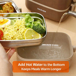 Kids Lunch Box 304 Stainless Steel 2 Layer Leakproof Bento Food Container with Handle