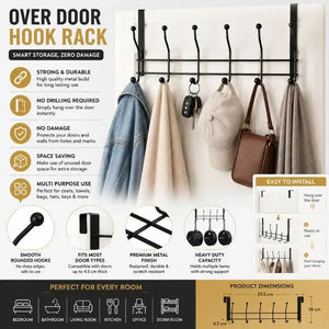 Over Door Hook Hanger Multi Hook Organizer Iron Door Hanging Rack for Clothes Towels Bags