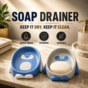 Penguin Self-Draining Soap Holder – Cute Bathroom Soap Drainer Tray – close-up detail