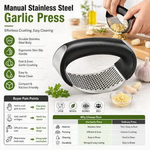 Stainless Steel Garlic Press & Ginger Crusher – close-up detail