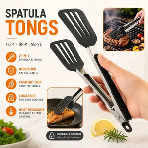 Spatula Tongs Non Stick Cooking Tongs BBQ Food Turner Clip for Kitchen Grill