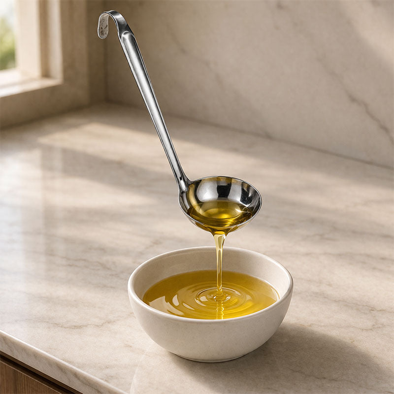 Stainless Steel Soup Ladle Long Handle Oil Pouring Spoon Kitchen Serving Spoon