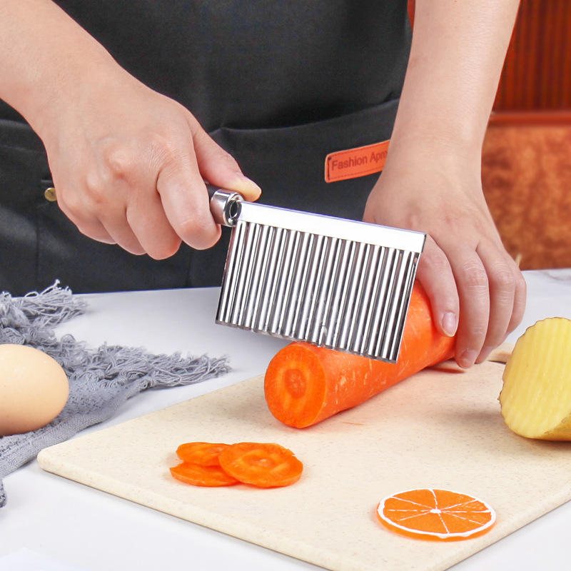 Stainless Steel Crinkle Cutter Potato Knife Wave Slicer French Fry Cutter