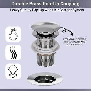 Wash Basin Pop-Up Drain Stopper – Universal Fit, Chrome Finish