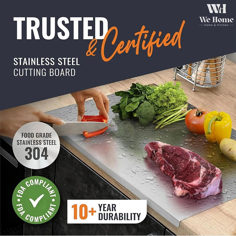 Stainless Steel Cutting Board for Meat, Fruits, Vegetables, Bread, and Baking