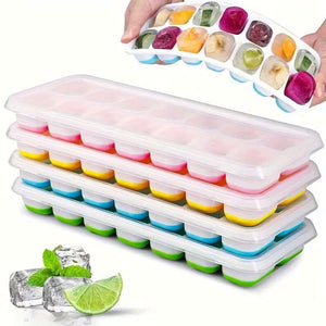 18 Grid Silicone Ice Cube Tray with Lid