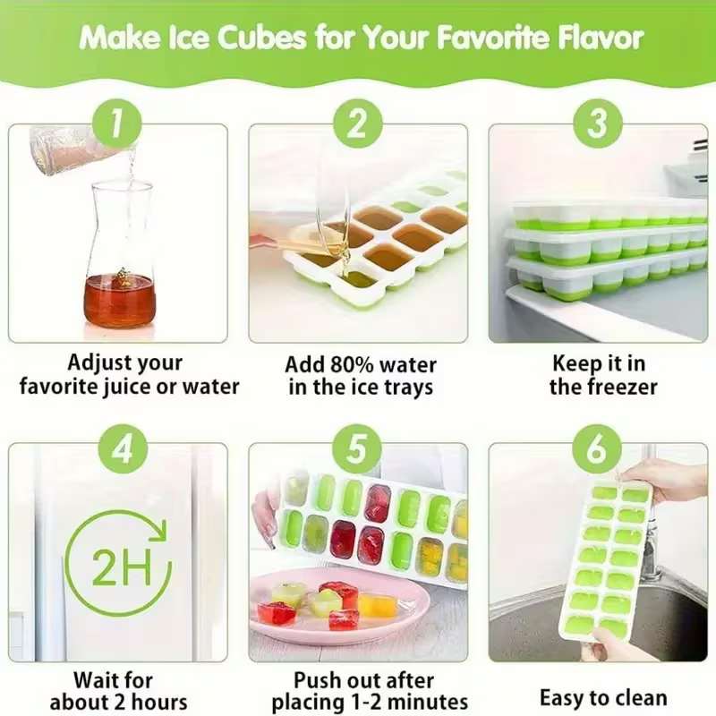 18 Grid Silicone Ice Cube Tray with Lid