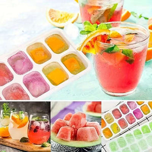 18 Grid Silicone Ice Cube Tray with Lid