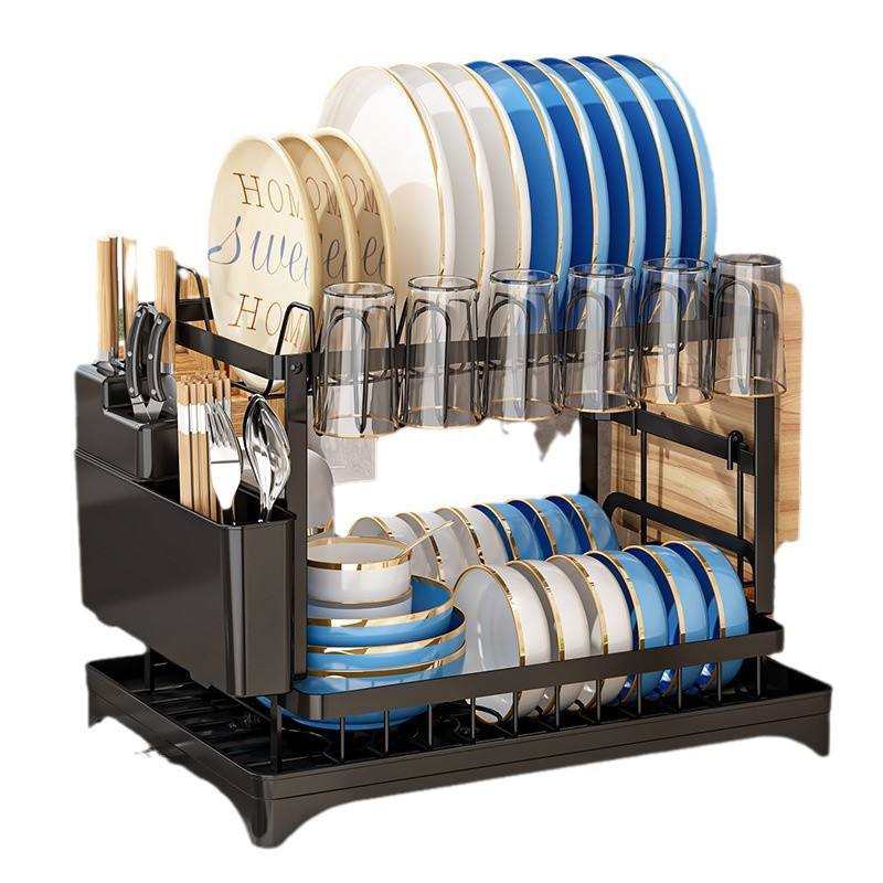 2-Tier Dish Rack with Drain Tray – Heavy-Duty Kitchen Drying Stand