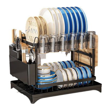 2-Tier Dish Rack with Drain Tray – Heavy-Duty Kitchen Drying Stand