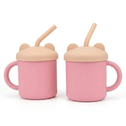 200ml Silicone Baby Training Cup with Handles | Anti-Spill & Anti-Fall Kids Drinking Cup | Cute Cartoon Design Toddler Learning Cup