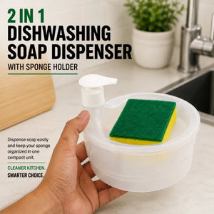 2 In 1 Dishwashing Soap Dispenser with Sponge Holder – Kitchen Sink Soap Pump Organizer – close-up detail