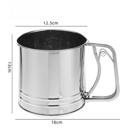 Stainless Steel Flour Sifter – Hand Press Baking Sieve