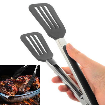 Spatula Tongs Non Stick Cooking Tongs BBQ Food Turner Clip for Kitchen Grill