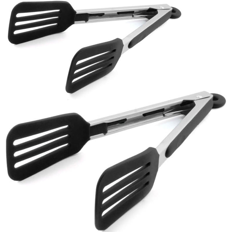 Spatula Tongs Non Stick Cooking Tongs BBQ Food Turner Clip for Kitchen Grill