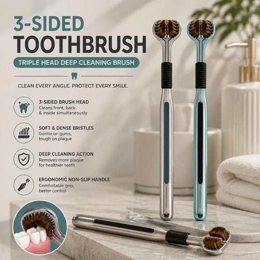 3-Sided Toothbrush – Triple Head Deep Cleaning Brush