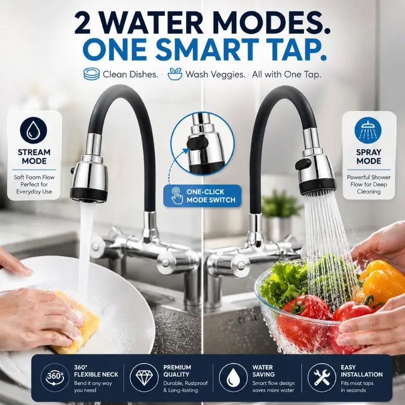 360° Bendable Silicone Faucet Nozzle – Jet & Soft Stream (Random Color)