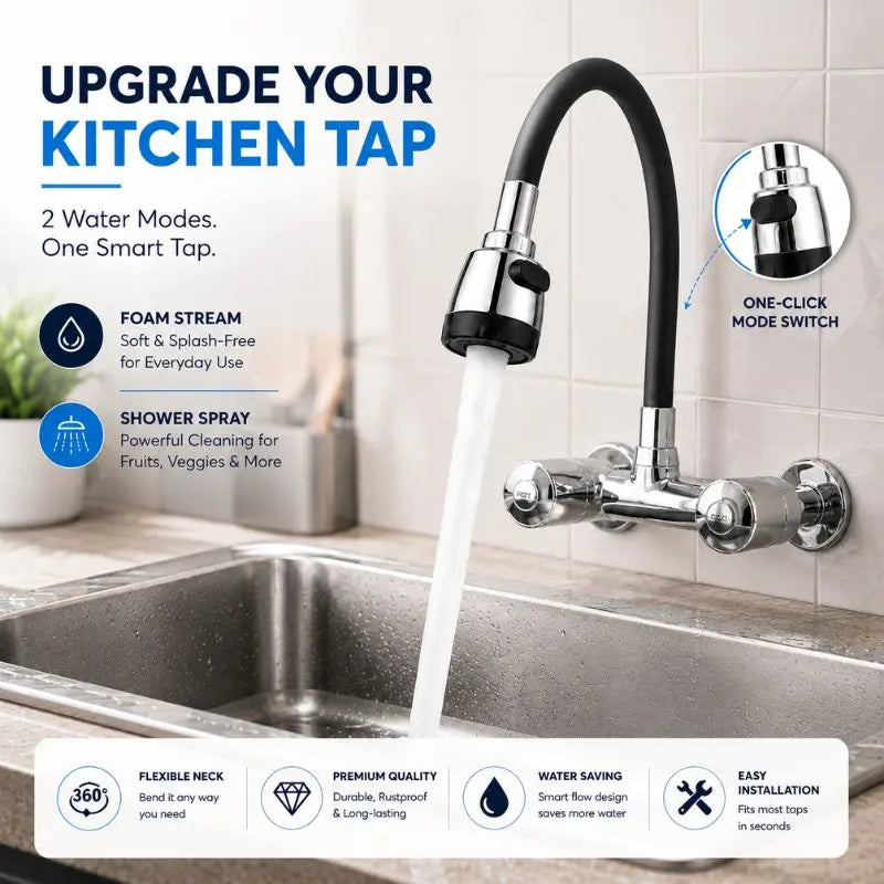 360° Bendable Silicone Faucet Nozzle – Jet & Soft Stream