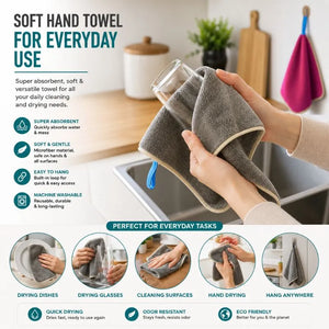 3 PCS Round Kitchen Towels – Hanging Loop, Absorbent & Quick Dry Microfiber – close-up detail