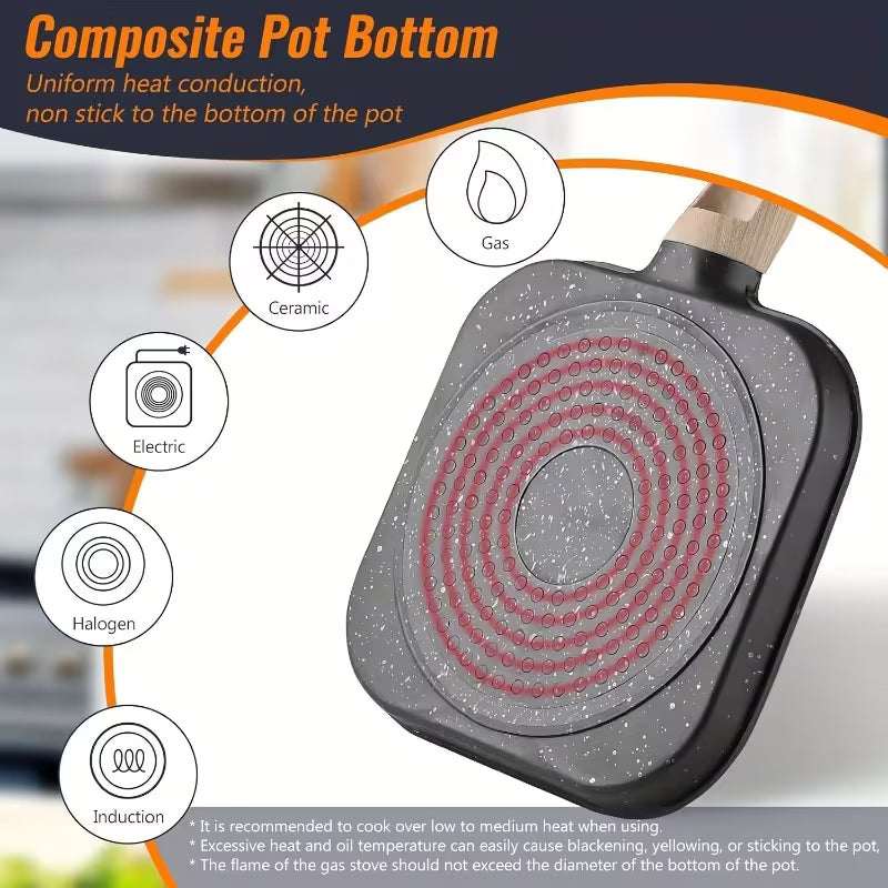 4-Hole Non-Stick Frying Pan with Wooden Handle
