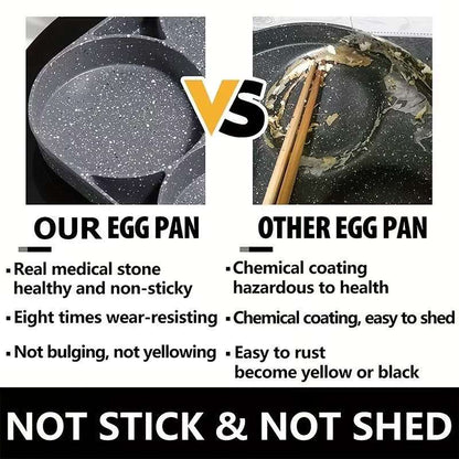 4-Hole Non-Stick Frying Pan with Wooden Handle