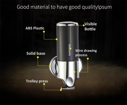 Wall Mount Soap & Shampoo Dispenser – Refillable Liquid Soap Holder for Bathroom & Kitchen