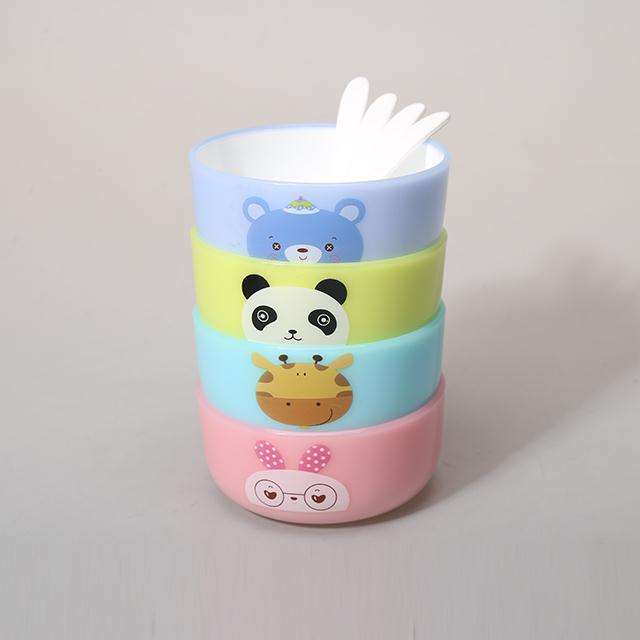4PCS Kids Cartoon Bowl Set with Spoons Cute Baby Feeding Bowls Gift Set