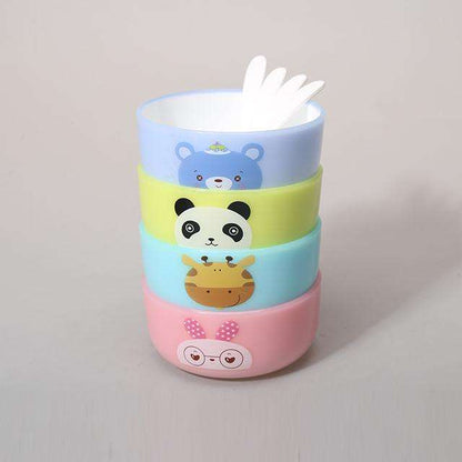 4PCS Kids Cartoon Bowl Set with Spoons Cute Baby Feeding Bowls Gift Set