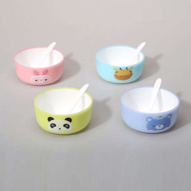 4PCS Kids Cartoon Bowl Set with Spoons Cute Baby Feeding Bowls Gift Set