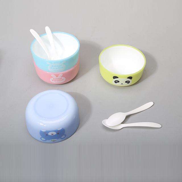 4PCS Kids Cartoon Bowl Set with Spoons Cute Baby Feeding Bowls Gift Set