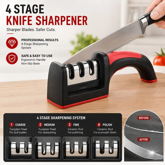 4 Stage Knife Sharpener Tungsten Steel Ceramic Sharpening Tool