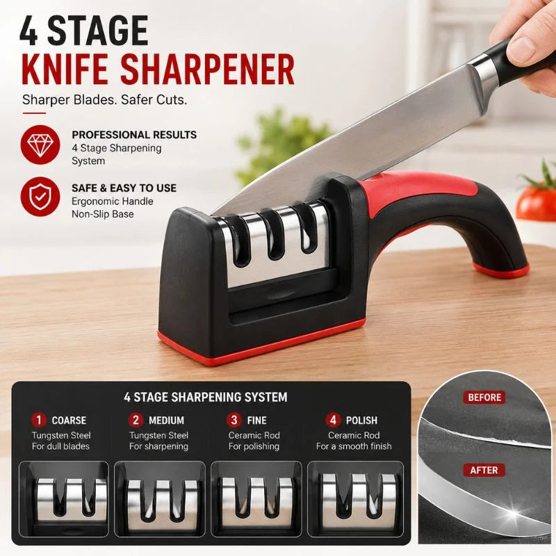 4 Stage Knife Sharpener Tungsten Steel Ceramic Sharpening Tool