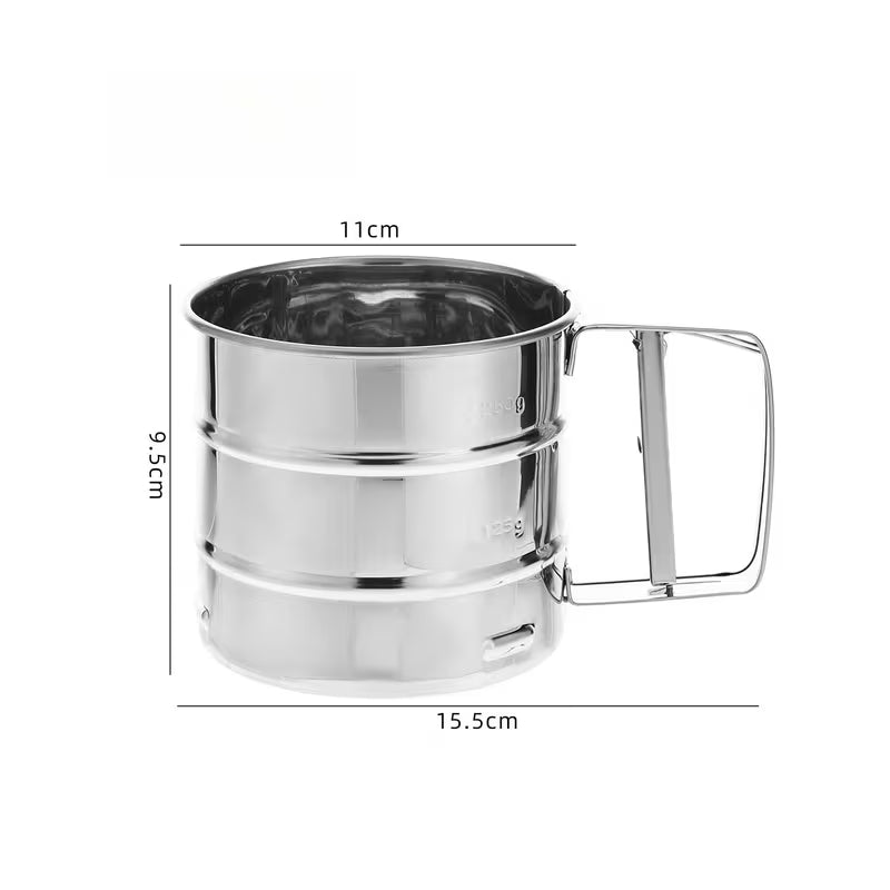 Stainless Steel Flour Sifter – Hand Press Baking Sieve