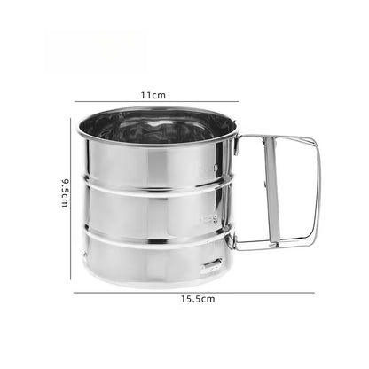 Stainless Steel Flour Sifter – Hand Press Baking Sieve