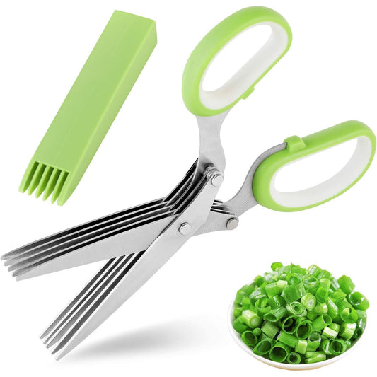 5 Layer Stainless Steel Kitchen Scissors Multi Blade Herb Vegetable Cutter