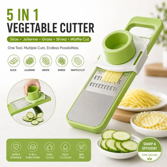 5 in 1 Manual Vegetable Cutter – Multi-Function Kitchen Slicer & Grater