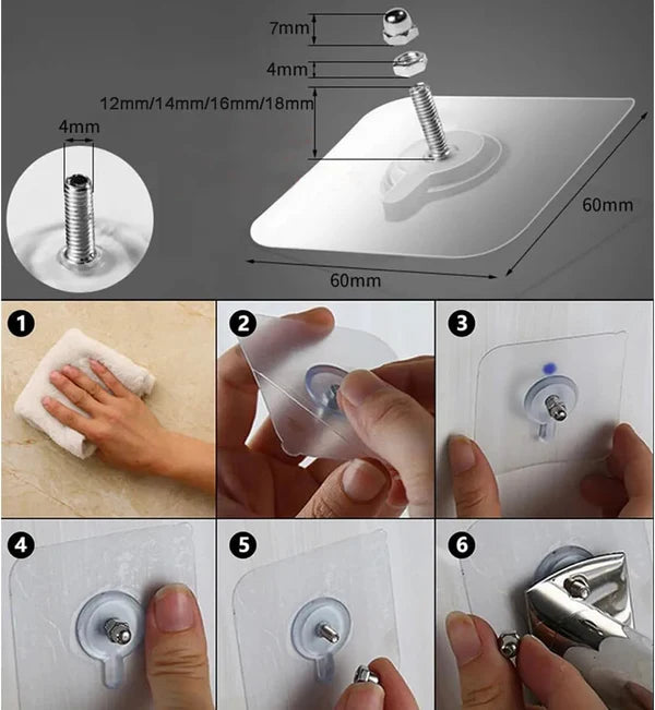 Punch-Free Screw Stickers – Strong Wall Mount Adhesive Hooks