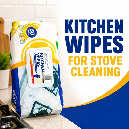 80PCS Kitchen Cleaning Wipes for Stove & Kitchen Surfaces – Heavy Oil & Grease Remover Wet Wipes