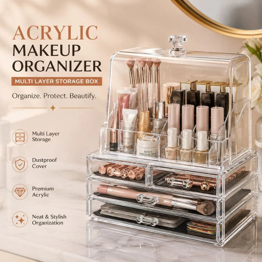 Acrylic Makeup Organizer Drawer Storage Box Multi Layer Cosmetic Organizer with Cover
