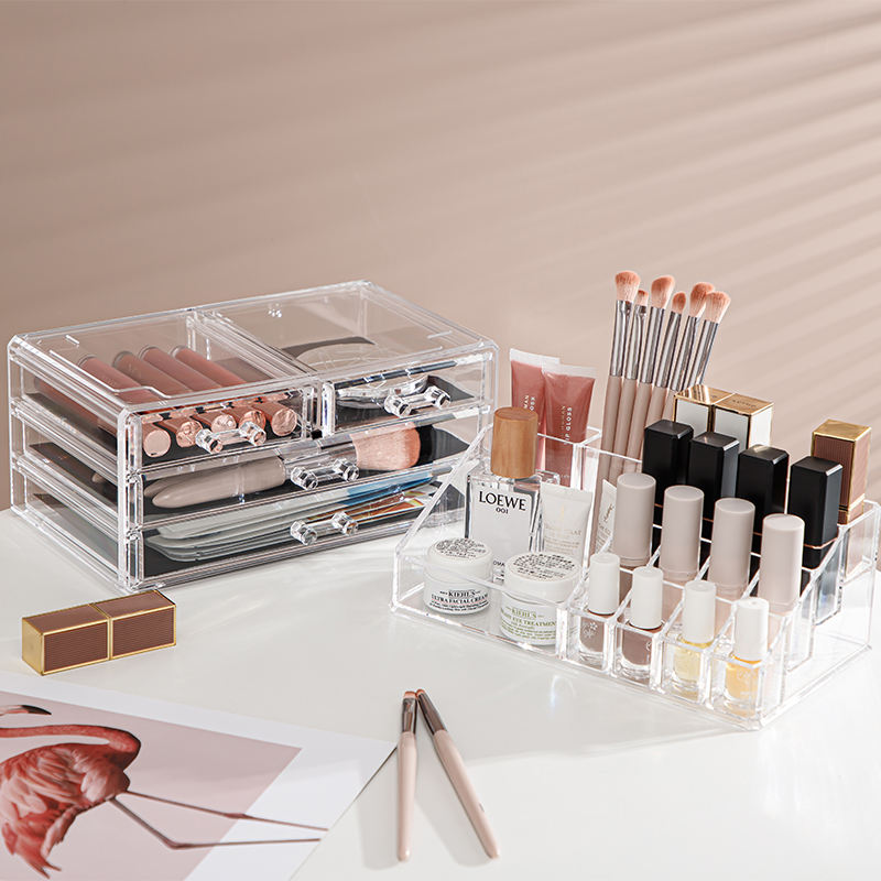Acrylic Makeup Organizer Drawer Storage Box Multi Layer Cosmetic Organizer with Cover