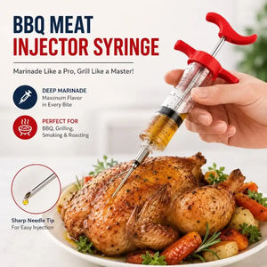 BBQ Meat Injector Syringe Marinade Injector Tool Turkey Chicken Flavor Injector for BBQ Cooking