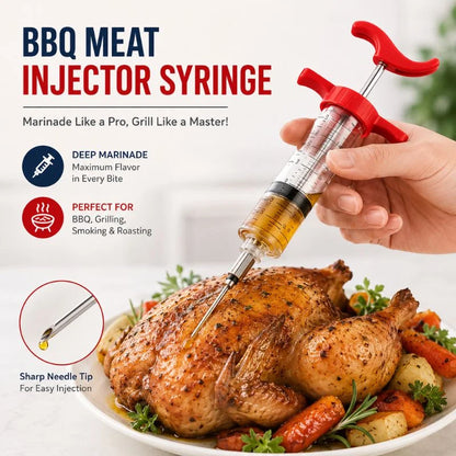 BBQ Meat Injector Syringe Marinade Injector Tool Turkey Chicken Flavor Injector for BBQ Cooking