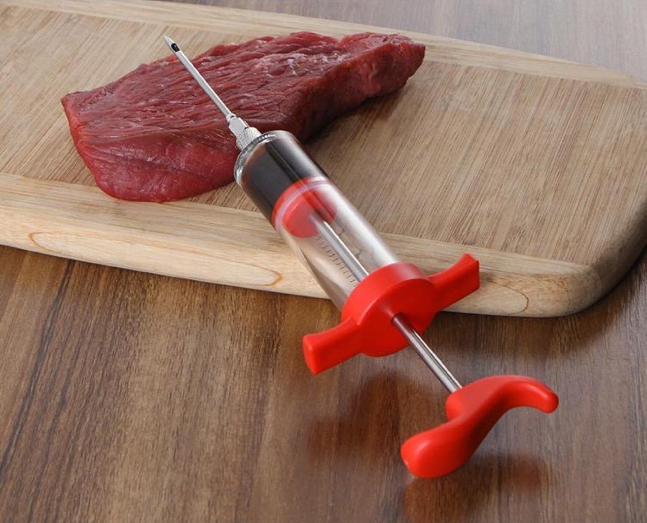 BBQ Meat Injector Syringe Marinade Injector Tool Turkey Chicken Flavor Injector for BBQ Cooking