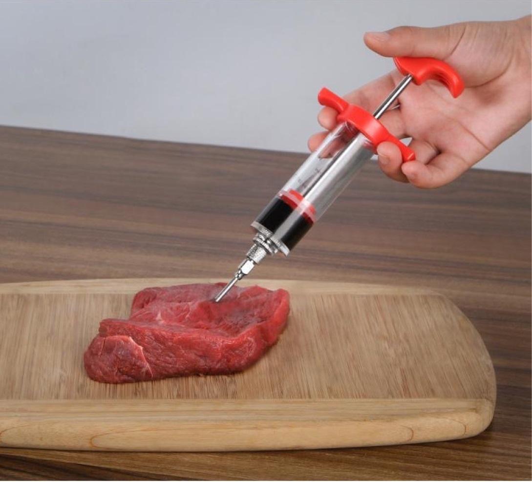 BBQ Meat Injector Syringe Marinade Injector Tool Turkey Chicken Flavor Injector for BBQ Cooking