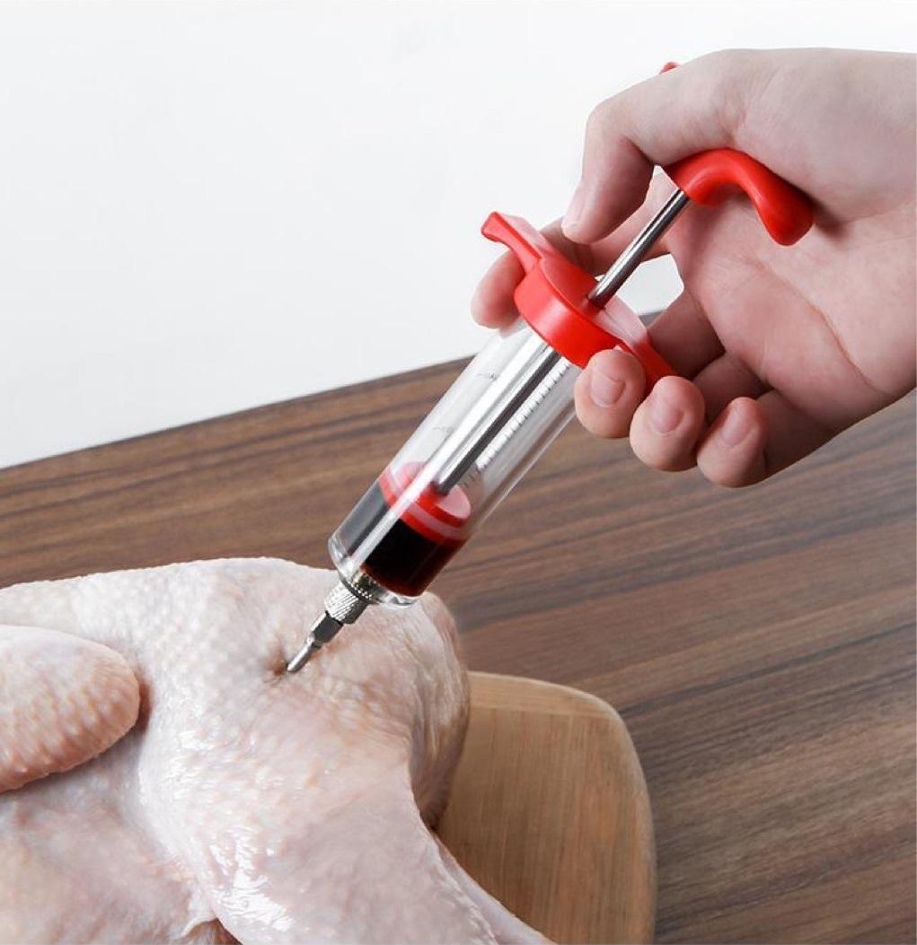 BBQ Meat Injector Syringe Marinade Injector Tool Turkey Chicken Flavor Injector for BBQ Cooking